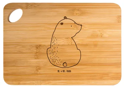 Produktbild von Mr. & Mrs. Panda holzschneidebrett Bär Schulterblick - Transparent - Geschenk, Holzbrettchen, Bären, Weisheit, schneidbrett, Frühstücksbrettchen, Weltansicht, Hackbrett