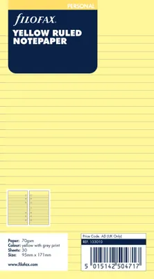 Produktbild von Filofax 133010 Personal Notizpapier, liniert, gelb