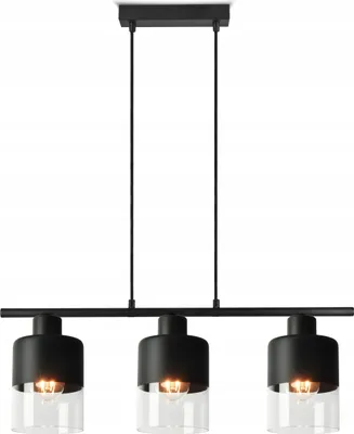 Produktbild von LUXOLAR - Pendelleuchte Schwarz 3 flammig, Hängelampe mit getöntes Glas E27 60 W - Pendelleuchte für Wohnzimmer, Küchen - Modern Design