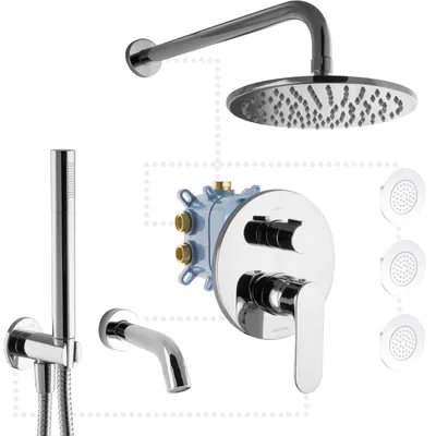 Produktbild von PaulGurkes Duschsystem 4-Wege OHNE Seitendüsen Kopfbrause Regendusche Set