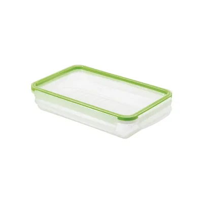 Obrázok produktu pre Rotho Clic & Lock nádoba na potraviny 1 l s viečkom a tesnením, plast (PP), bez BPA, priehľadná/zelená, 1 l (23,9 x 16,0 x 5,0 cm)1