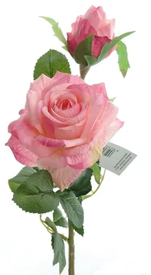 Produktbild von DEKO® FLORALE Rosenblüte & Knospe Rosa bis Pink 47 cm - Kunstblumen