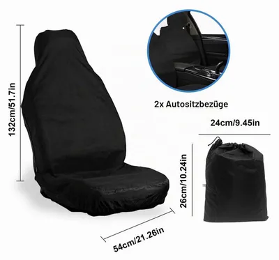 Produktbild von 2 X Sitzschoner für Autositze Universal Vordersitz Wasserdicht Nylon Schwarz