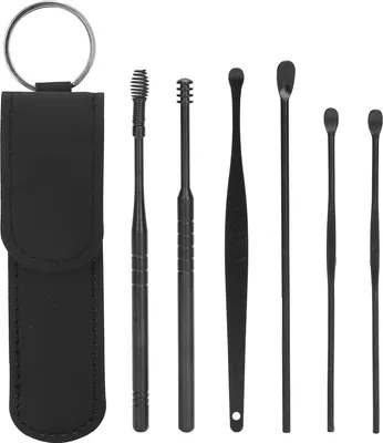 Produktbild von Tragbares Ohrenschmalzentfernungs-Reinigungsset, U-förmiges Ohrlöffel-Spiralwachs-Werkzeugset, Schwarz