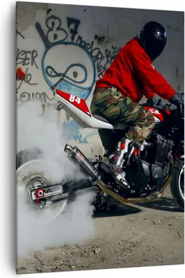 Produktbild von Bild auf Leinwand - Leinwandbild - Einteilig - Motorrad motorradfahrer graffiti - 70x100cm - Wand Bild - Wandbilder - Leinwanddruck - Wanddekoration - Leinwand bilder - Wandbild - PA70x100-2265