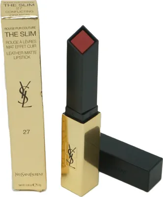 Produktbild von Yves Saint Laurent Rouge Pur Couture The Slim, Rot, Conflicting Crimson, 1 Farben, Matte, Creme, AQUA / WATER ● DIMETHICONE ● ISODODECANE ●BUTYLENE GLYCOL ● SYNTHETIC FLUORPHLOGOPITE ●...