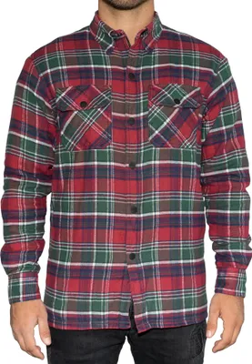 Produktbild von BRUBAKER Motorrad Hemd Jacke Tartan - Schutzhemd mit Aramid Futter und Protektorentaschen - Holzfäller Optik - Schottenkaro Rot Grün - L