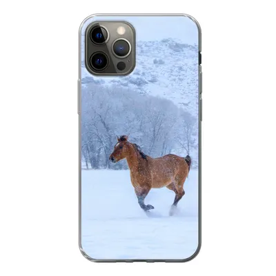 Produktbild von MuchoWow® Handyhülle Schutzhülle Hülle für iPhone 12 Pro Pferde - Schnee - Winter Silikon Softcase Handy Hülle - Abdeckung