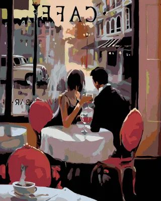 Produktbild von Zuty - Malen nach Zahlen - LIEBHABER IM CAFÉ, 40x50 cm, ohne Keilrahmen