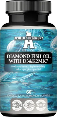 Produktbild von Diamond Fish Oil D3 & K2 - 1000 mg Omega-3 pro Kapsel - 60 Softgel-Kapseln