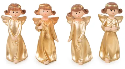 4 goldene Engel-Figuren, Schutzengel, 5 cm, Geschenk