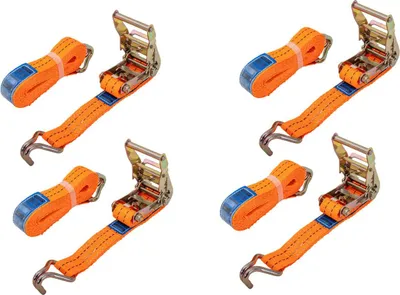 Produktbild von UNITRAILER Spanngurte Set 4 Stück 4m 35mm 2t Zurrgurte mit Ratsche orange LC 2000 daN für Anhänger