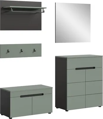 Image de Canu ensemble d'armoires de rangement C15 vert poussiéreux, gris foncé.