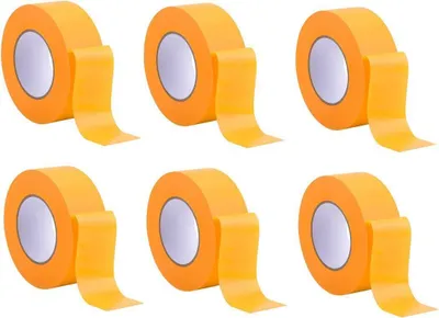 Zdjęcie produktu dla 6 x rolki - profesjonalna złota taśma klejąca 50 m rolka x 60 mm - taśma malarska złota taśma krepowa - taśma maskująca dla malarzy i lakierników - krepina do użytku wewnątrz i na zewnątrz - krepina malarska - taśma klejąca do prac malarskich