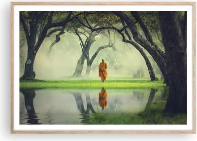 Produktbild von Gerahmtes Poster - Rahmen in heller Eiche - Mönch Wald Nebel - 100x70 cm - Wand Bild - Wanddeko - Wandbilder - Wandposter - Bilderrahmen - Bilder - Kunstdruck - Wandbild - P2NAA100x70-4286