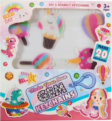 Produktbild von Diamond Painting Schlüsselanhänger Set 5 Stück - Glitzer Mosaik Bastelset für Kinder DIY