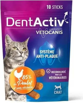 Immagine prodotto di DentActiv - 10 stick - VETOCANIS - Stick per l'igiene orale al gusto di pollo per gatti