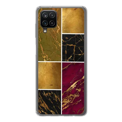 Produktbild von MuchoWow® Handyhülle Schutzhülle Hülle für Samsung Galaxy A12 Marmor - Gold - Schwarz - Rosa Silikon Softcase Handy Hülle - Bild