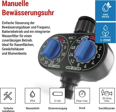 Mechanische Bewässerungsuhr, 1 Weg