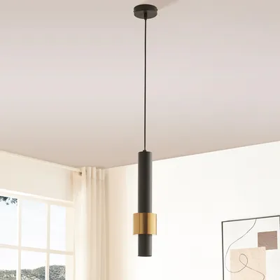Produktbild von Hängeleuchte 'Lulled' 1-flammig Pendelleuchte 200 x Ø10 cm Metall höhenverstellbar 1 x GU10 Schwarz/Gold