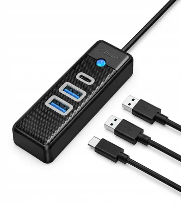 Obrázok produktu pre USB rozbočovač Orico PWC2U-C3, 3 porty: 2x USB-A 3.0, 1x USB-C 3.0, dĺžka 0,5 m, čierna farba