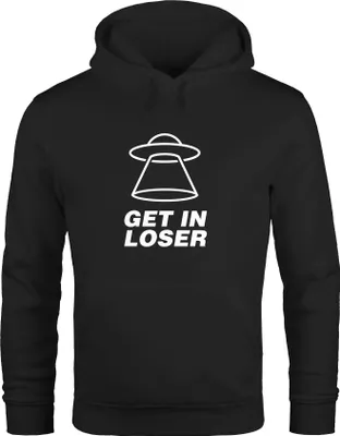 Produktbild von Herren Hoodie mit Spruch - Get In Loser - Ufo Moonworks® schwarz 3XL