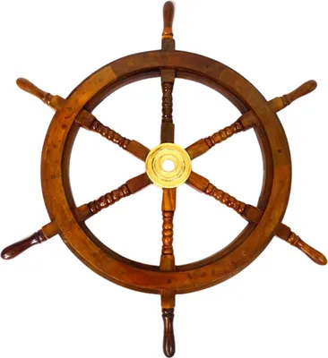 Produktbild von Großes Holzlenkrad 75 cm Durchmesser mit Messingeinsatz mit Platz für Keil - SW2/30'