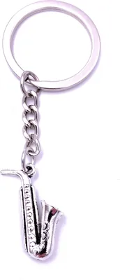 Produktbild von Onwomania Saxophon Tuba Instrument Schlüsselanhänger Keychain Silber aus Metall