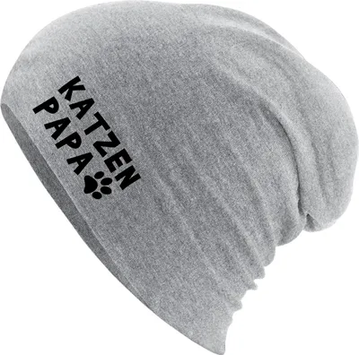 Produktbild von Huuraa Beanie Katzenpapa Tapse Heather Grey One Size Baumwolle und Elasthan Mütze Geschenkidee