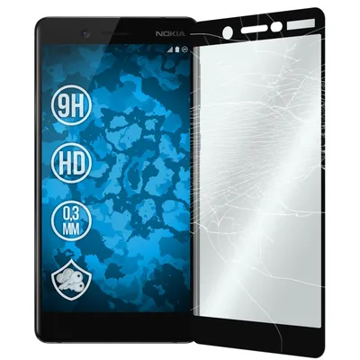 Produktbild von 1er-Pack PhoneNatic Glas-Folie klar full-screen schwarz kompatibel mit  Nokia 7 - Panzerglas für Nokia 7