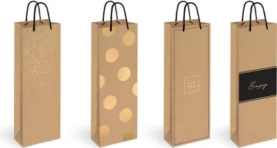 Productafbeelding van Interdruk flesverpakking, cadeauzak, kraftpapier, goudkleurig