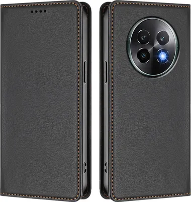 Immagine prodotto di Custodia in pelle per Realme 13+ 5G, flip case magnetico in Finto cuoio con supporto Nero