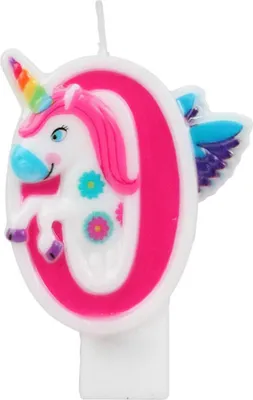 Produktbild von Zahlenkerze Einhorn Rosa 14 cm -