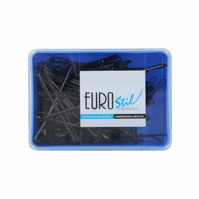 Obrázek produktu pro Eurostil černé hladké vlásenky 150 ks 70 mm