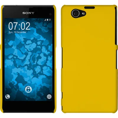 Produktbild von PhoneNatic Case kompatibel mit Sony Xperia Z1 Compact - Hülle gelb gummiert Hard-case + 2 Schutzfolien