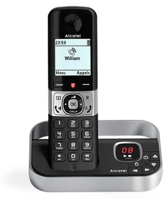 Produktbild von Alcatel F890, DECT-Telefon, Kabelloses Mobilteil, Freisprecheinrichtung, 200 Eintragungen, Anrufer-Identifikation, Schwarz