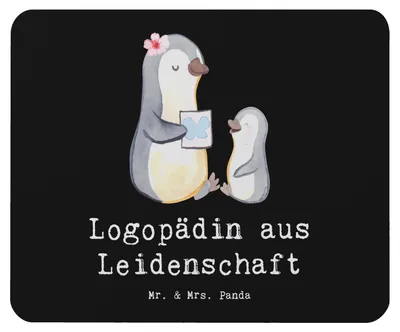 Produktbild von Mr. & Mrs. Panda Mauspad Logopädin Leidenschaft - Schwarz - Geschenk, Studium, computermatte, mousematte, Ausbildung, Spruch, computer mousepad, Lustig, Witzig, Mouse Pad