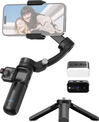 Produktbild von TOKQI M02 AI Kit Ręczny 3-osiowy stabilizator gimbalowy do Vlogów Gimbal Anti-Shake Al Tracking Gesture Control z magnetycznym światłem wypełniającym LED Odłączany pilot zdalnego sterowania Mini statyw Max 280g Ładowność Zamiennik do telefonów iPhone 16/15/14/13/12 z systemem Android