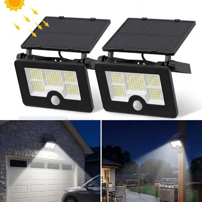 Produktbild von 2 Stück LED Solarlampe Außen-Wandleuchte mit Bewegungsmelder, 122 LEDs Drehbar Solarleuchte Kaltweiß, IP65 Wasserdicht Solar Garten Fluter