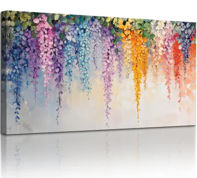 Productafbeelding van Kleurrijke Bloemen Canvas Wanddecoratie 50 x 100 cm