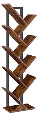 Image de Étagère arbre à livres - Bibliothèque - 9 niveaux - 34 x 20 x 116 cm - Marron et noir