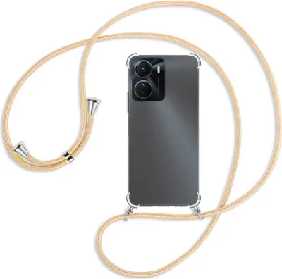 Produktbild von Handykette Backcover-Schutzhülle mit Band (Metall silberfarben) für vivo Y16 4G (6.51'') - Goldkordel