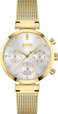 Produktbild von Hugo Boss Damenuhr Chronograph Edelstahl gold
