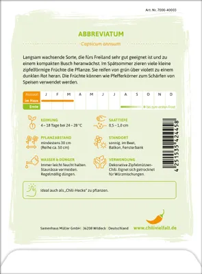 Produktbild von Chili Abbreviatum | Chilisamen von Chilivielfalt, Einzelartikel / komplette VE:Einzelartikel