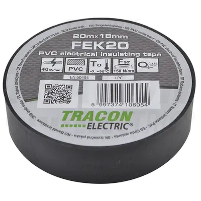 Obrázok produktu pre Tracon Electric Izolačná páska 18mm/20m PVC čier. (FEK 20)