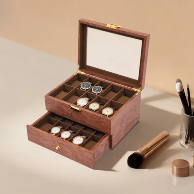 Image de Boîte de rangement pour montres, coffret pour montres, étui pour montres, vitrine pour montres, 20 compartiments, boîte de rangement, coffret avec tiroirs, organisateur avec tiroirs