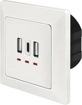 Produktbild von LogiLink Unterputz-Steckdose 1x USB-C 2x USB-A weiß