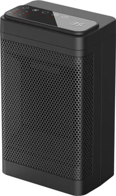 Zdjęcie produktu dla Grzejnik elektryczny – 1500 W – 3 poziomy – pilot zdalnego sterowania – timer – 22 m³ – obrotowy – regulacja temperatury – wyświetlacz – czarny
