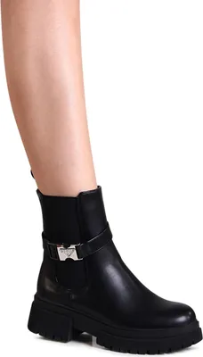 Produktbild von topschuhe24 2939 Damen Plateau Stiefeletten Chelsea Boots Glitzer, Farbe:Schwarz, Größe:40 EU