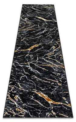 Image de Tapis, tapis de couloir ALLURE 1963 Marbre - Structurel, élégant, glamour noir / L'or noir 60x200 cm